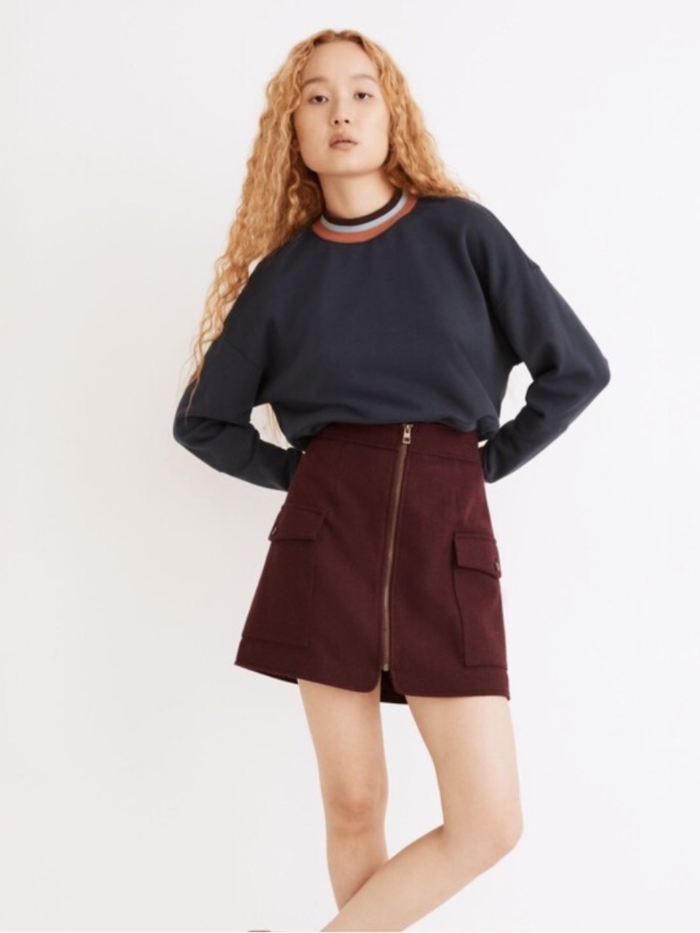 NWT Madewell zip front mini skirt 2